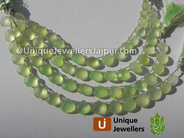 Apple Green Chalsydony Faceted Heart Beads